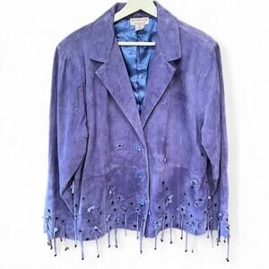 Vintage lilac suede jacket with flowers